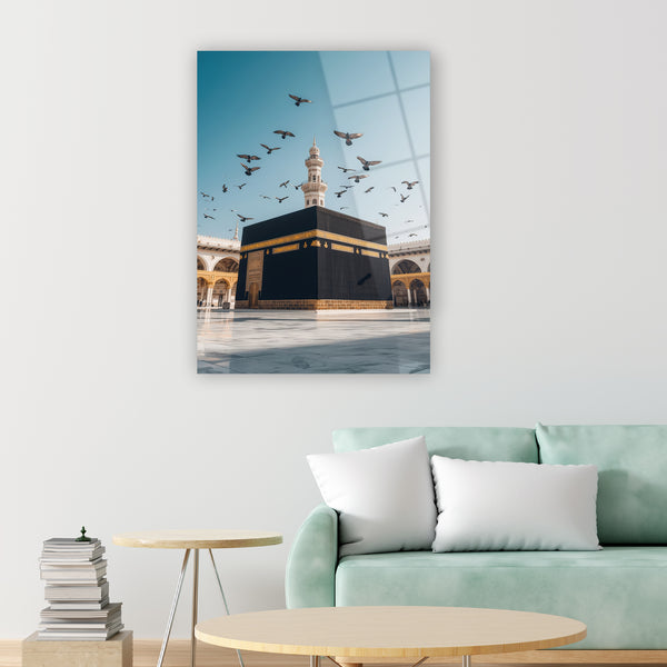 Kabe cam tablo, altın dekorasyon güvercinler kutsal iskele duvar dekorasyonu