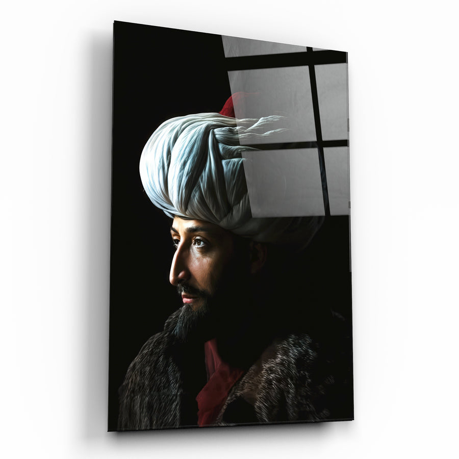 Tarih Koleksiyonu - Fatih Sultan Mehmet Portresi Cam Duvar Tablosu