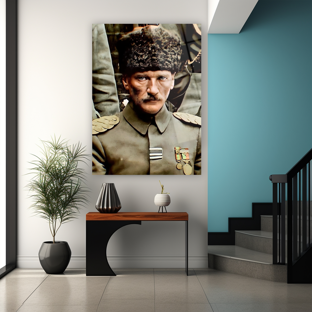Savaş dönemi askeri portresi cam tablo sanat, modern duvar dekorasyonu ürünü